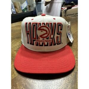 VINTAGE Atlanta Hawks Hat Snapback Cap Poly Wool 90s‎ AJD NBA Retro NWT
